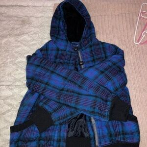 Blue and Black Plaid Men's Sweater